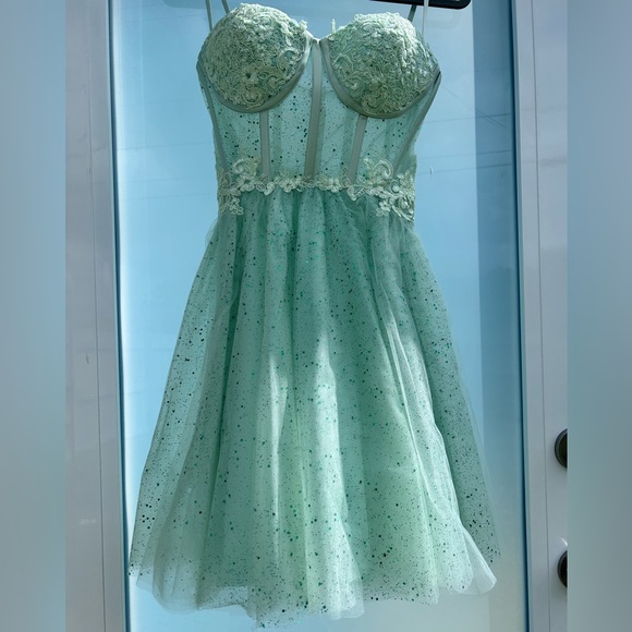 Homecoming Dress with Appliqued Glitter - Picture 1 of 6